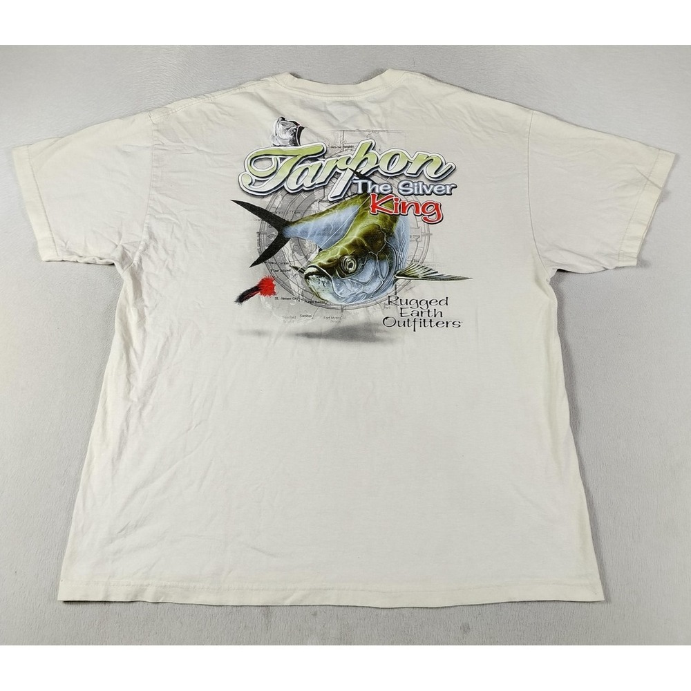 Rugged Earth Outfitters Shirt Mens 2XL White Tarpon Silver King Fish Graphic Tee